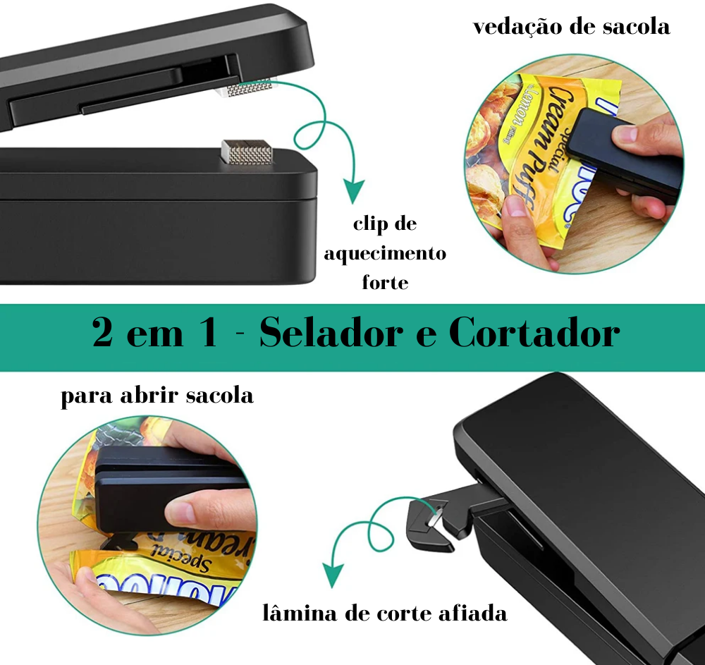 Mini Selador Portátil 2 em 1