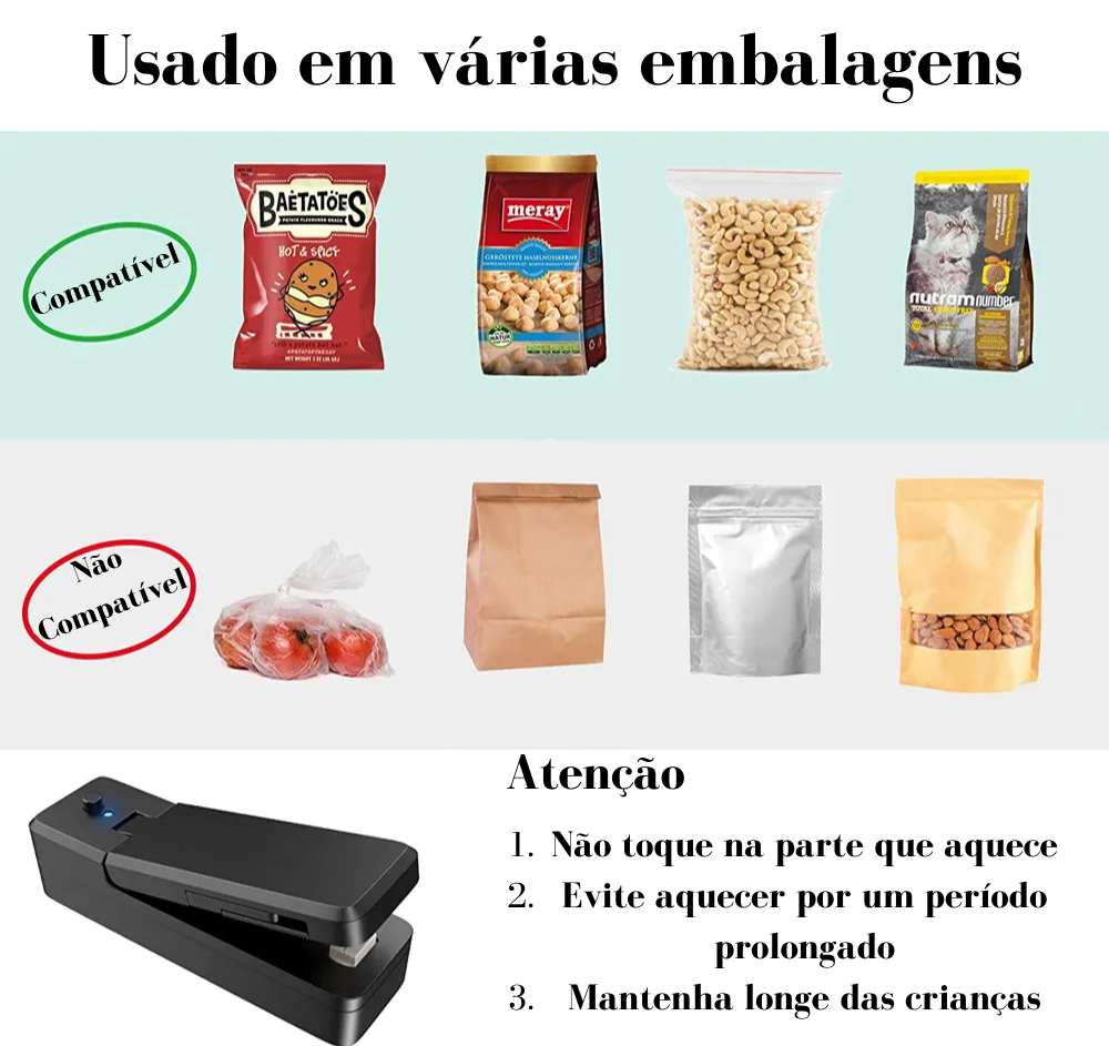 Mini Selador Portátil 2 em 1