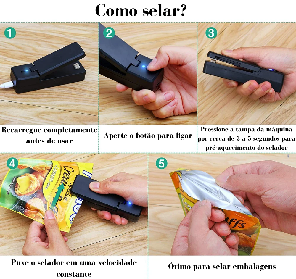 Mini Selador Portátil 2 em 1